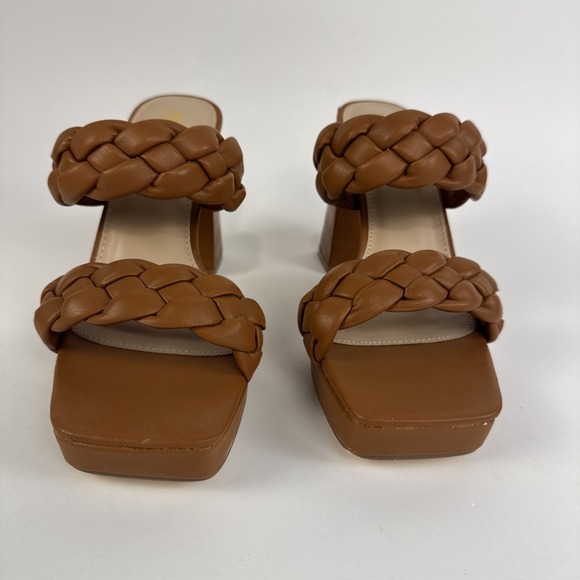 Cushionaire 4" Heel Slide Sandal Women's Size 6.5 Open Square Toe Brown‎ Braided - Picture 3 of 10